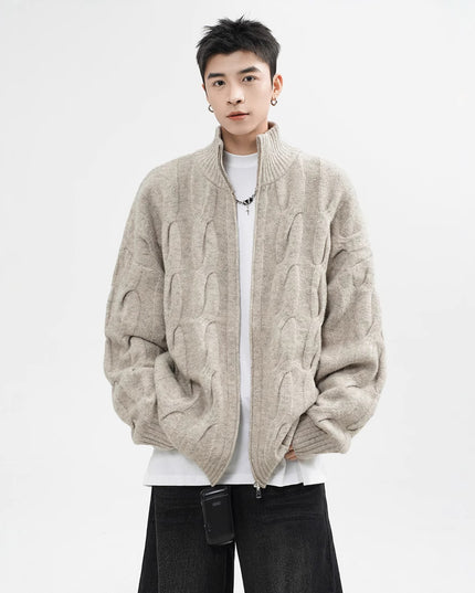 Retro Twist Cardigan Sweater For Men