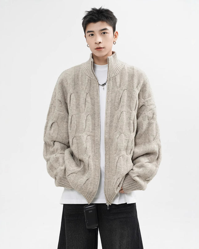Retro Twist Cardigan Sweater For Men