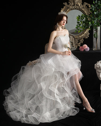 Short Front And Back Length Small Trailing Wedding Dress