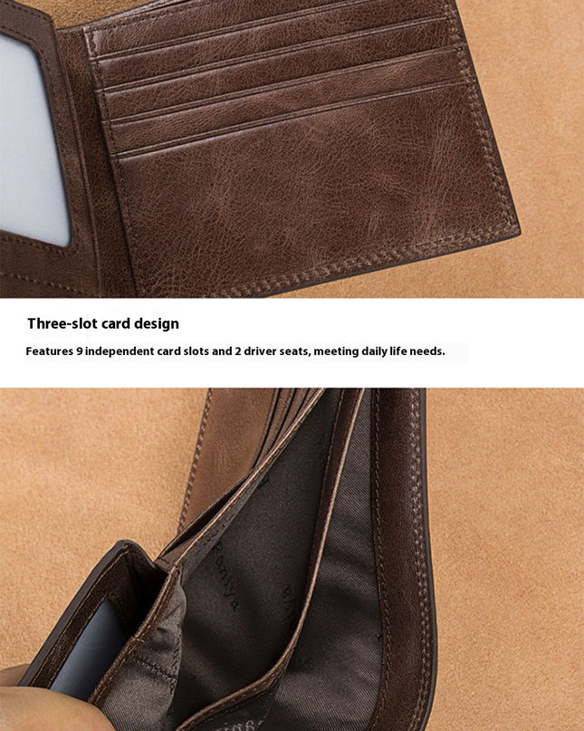 Men's Wallet Short Authentic Leather Tactile Feel