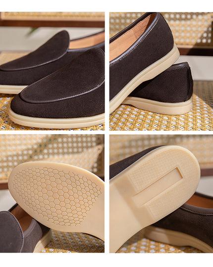 Plain Rubber Thick-soled Men's Suede Casual Leather Shoes