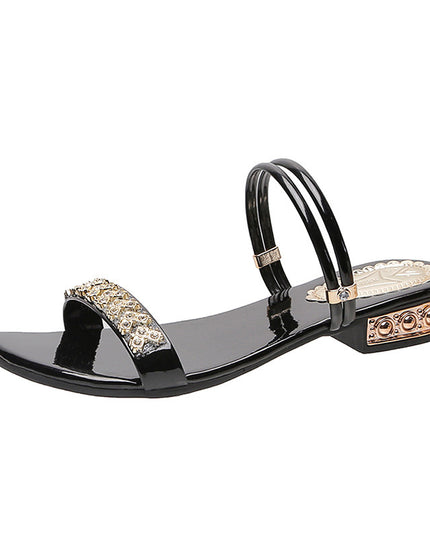 Korean Fashion Fairy Style Middle Heel Rhinestone Sandals