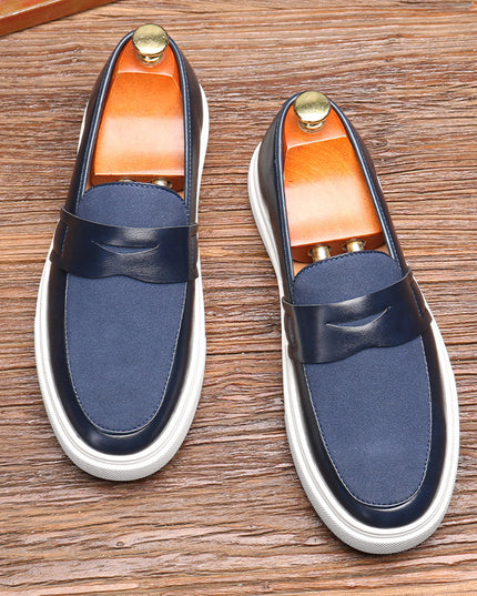 Korean Style Trendy Thick-soled Men's British Style Casual Leather Shoes
