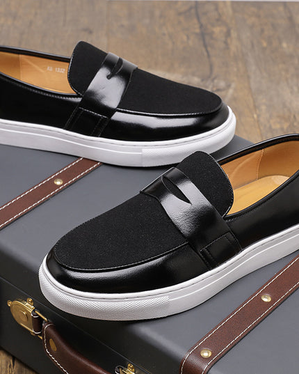 Korean Style Trendy Thick-soled Men's British Style Casual Leather Shoes