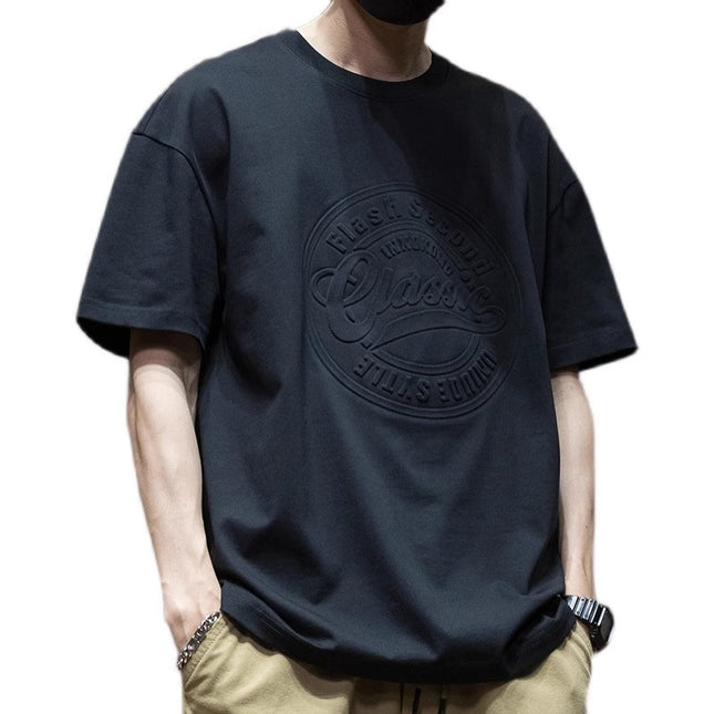 Summer Fat Crew Neck Short Sleeve T-shirt Loose Three-dimensional