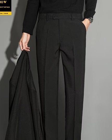 Spring Draping Effect Straight All-matching Ankle-length Suit Pants