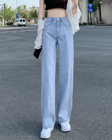 Women's High Waist Straight Jeans Loose-fitting Wide-leg Trousers