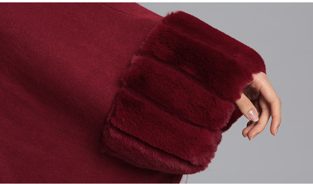 Oversized Loose Rex Rabbit Fur Collar Knitted Cardigan Jacket