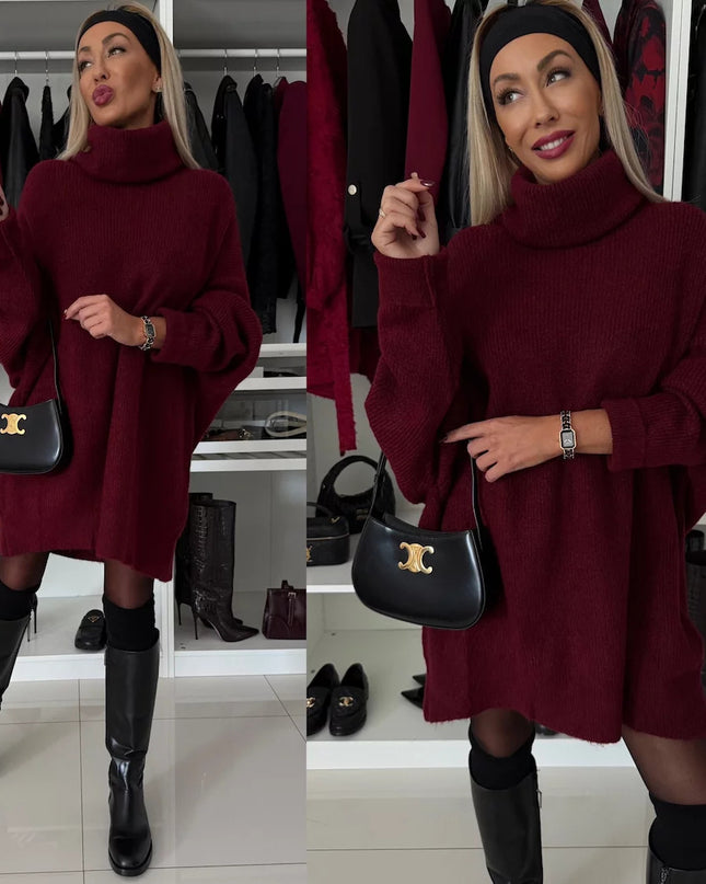 Women's Turtleneck Long Sleeve Knitted Long Sweater