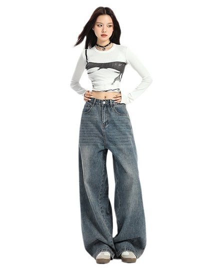 Women's American-style Retro Loose Wide-leg Pants