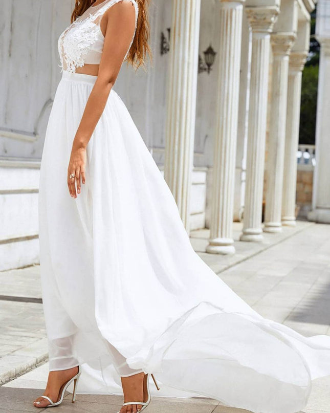Chiffon Lace Trailing Wedding Large Swing Dress