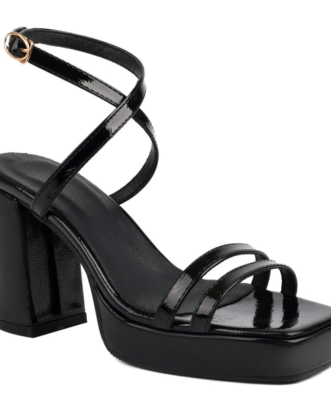 Summer Square Toe Thin Strap Buckle Wide Strap High Heels