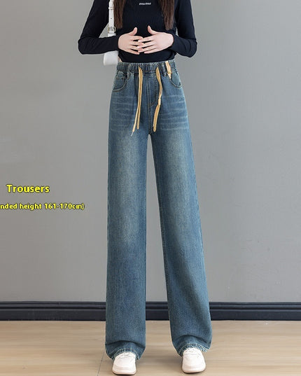 Loose Waist Trimming Lace-up Jeans For Women