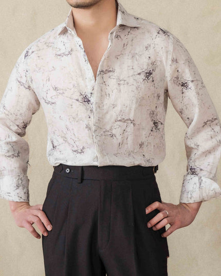 Thin Draping Breathable Long Sleeves Shirt Casual Retro Printed Shirt