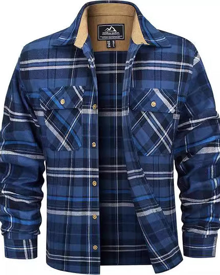 European And American Fall Winter Men's Flannel Casual Button Shirt