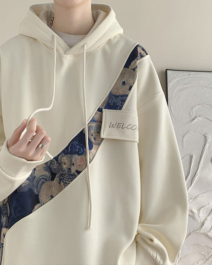 Chinese Style Embroidery Patchwork Sweater Men's Hooded Couple Coat