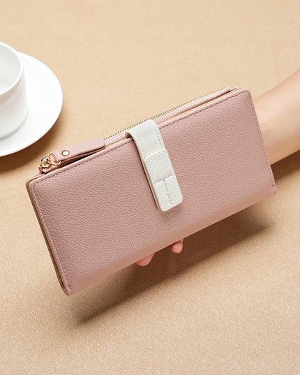Long Multiple Card Slots Zipper Bag Buckle Korean Style High Sense Women's Wallet
