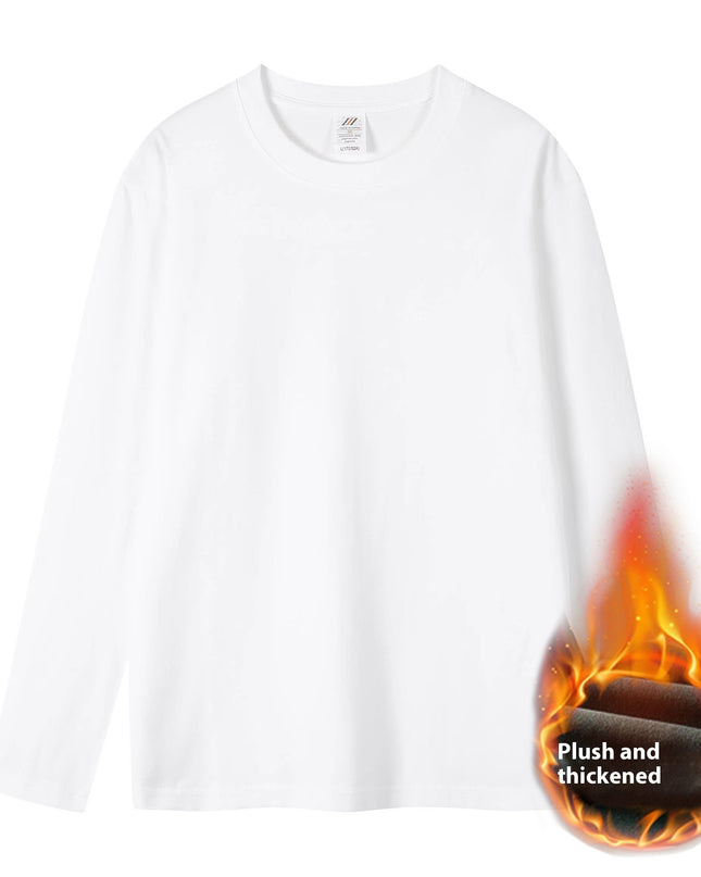 Plus Velvet White Bottoming Shirt Women's Inner Match Mid-length Loose T-shirt
