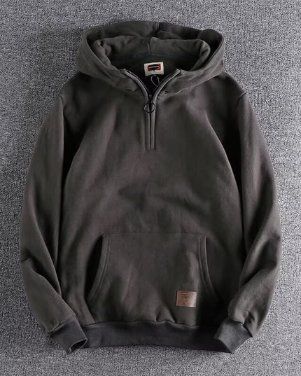 Thickened Half Zipper Open Collar Hooded Trend Men's Sweater