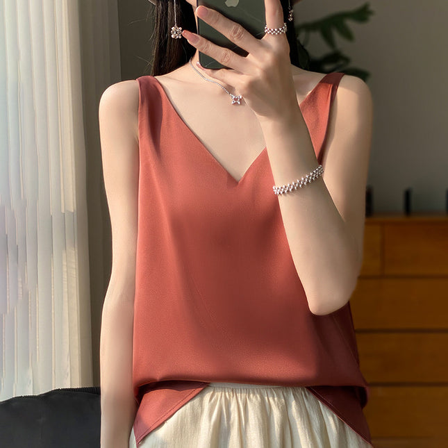 Sling Vest Inner Match Satin Silky Base Loose Sleeveless Top