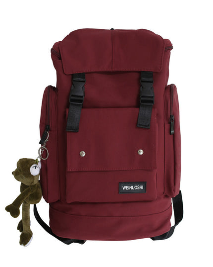 Tooling Style Flap Backpack, Contrast Color And Large Capacity