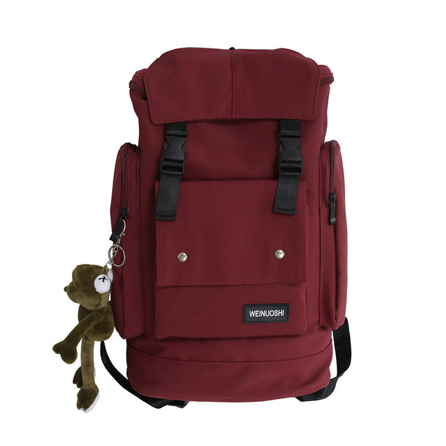 Tooling Style Flap Backpack, Contrast Color And Large Capacity