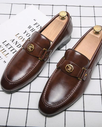 Large Size Business Shoes Men's British Style Fashion Polished Loafers Pure Color Lazy Shoes Men