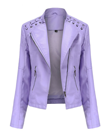 Slim Fit Thin Leather Coat Women's Motorcycle Clothing