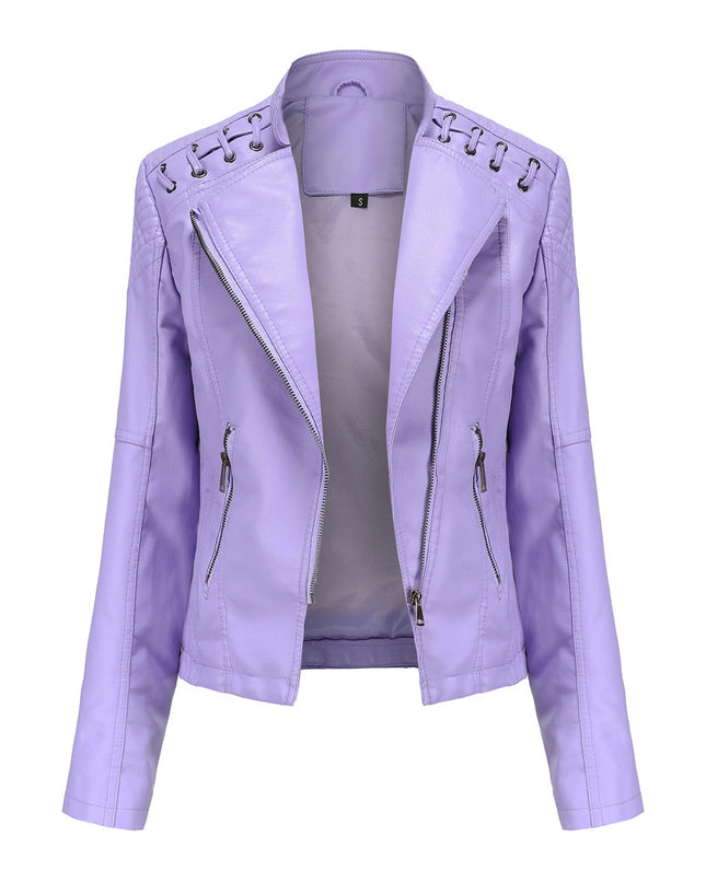 Slim Fit Thin Leather Coat Women's Motorcycle Clothing