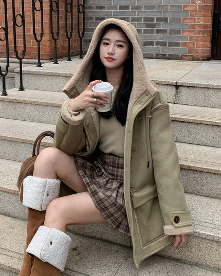 Women's Vintage Suede Lambswool Coat