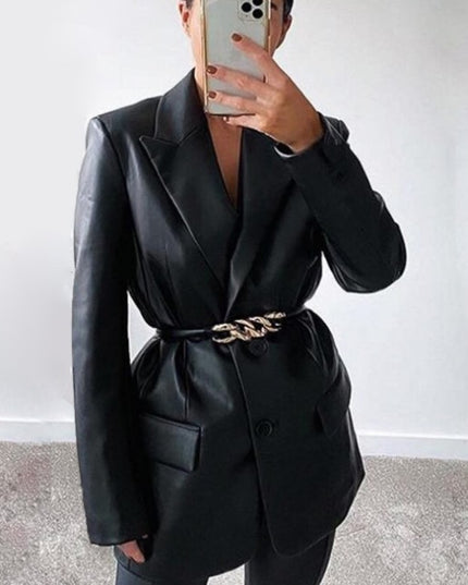 Winter Suit Collar Fashion Casual Leather Jacket