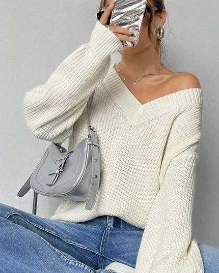 Fashion Casual Women's Loose V-neck Sweater