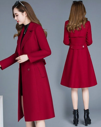 Thickened Woolen Coat Women's Mid-length