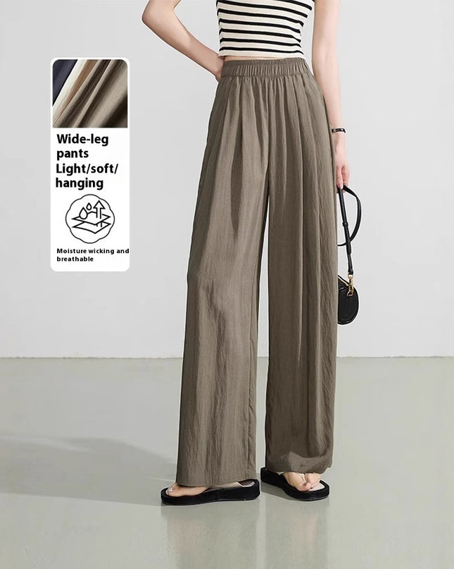 Loose Drape Casual Straight-leg Thin Ice Silk Wide-leg Pants