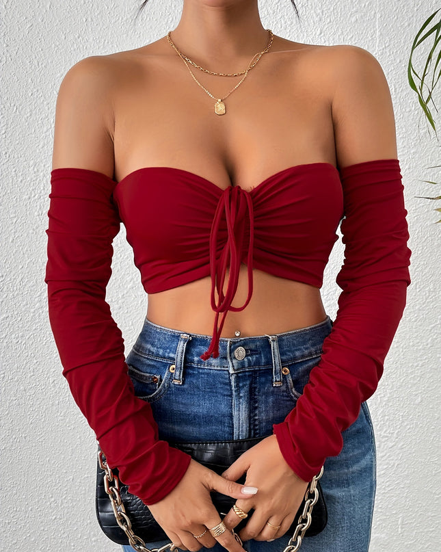 Night Club Style Slimming Waist Drawstring Long-sleeved Vest Can Be Worn Outside