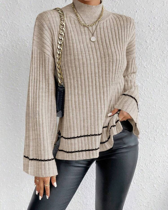 Casual Patchwork Contrast Color Loose Long Sleeve