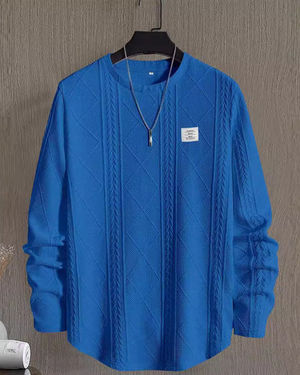 Men's Letter Chest Detail Casual Loose Round Neck Pullover Long Sleeve