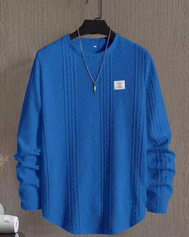Men's Letter Chest Detail Casual Loose Round Neck Pullover Long Sleeve