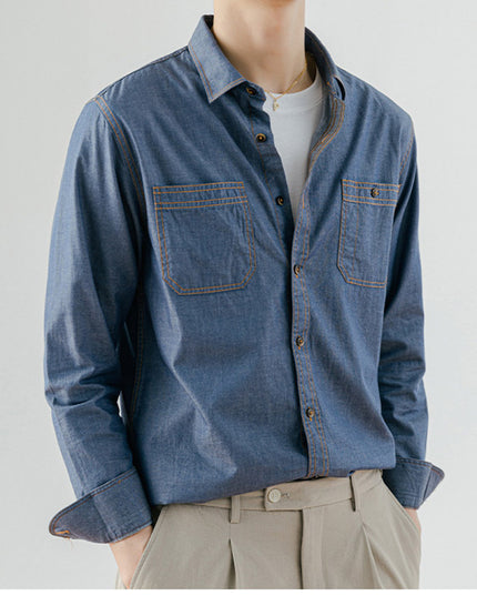 American Retro Denim Shirt Men's Cotton