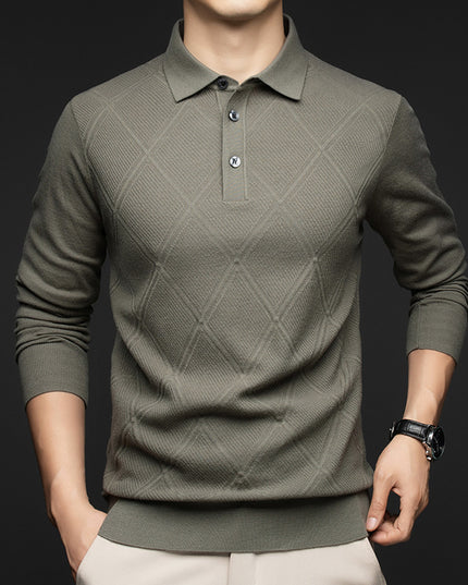 Lapel New Middle-aged People's Long Sleeve Business Casual Dad Wear Bottoming Sweater Men