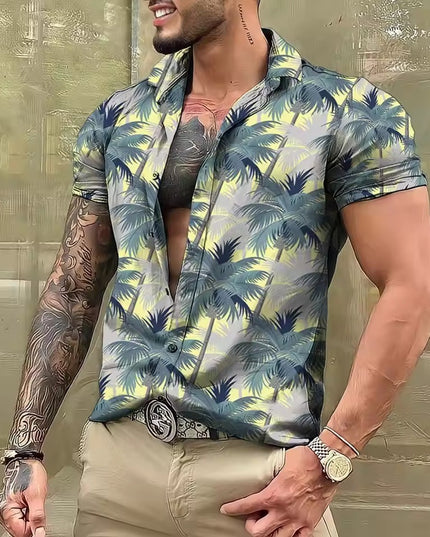 Men's Shirt Printed Beach Short Sleeve Top