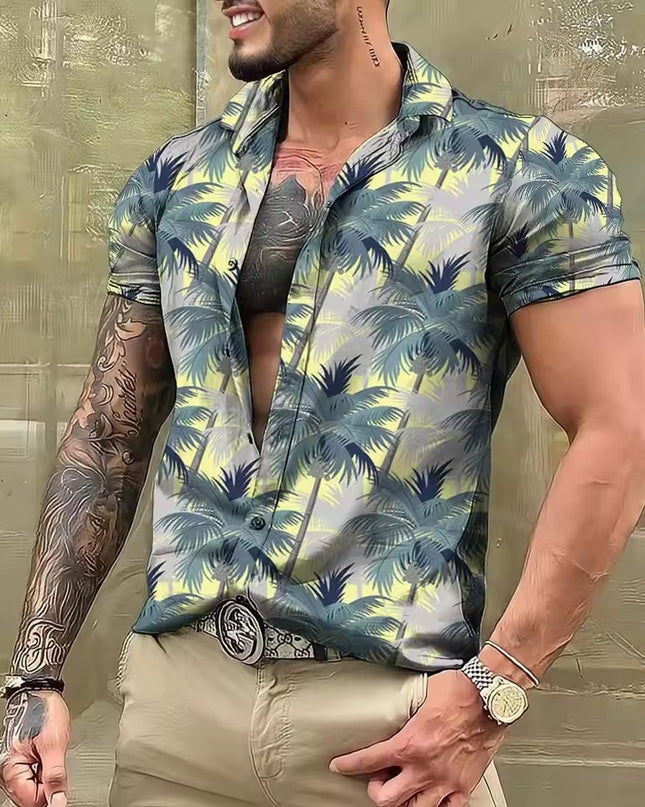 Men's Shirt Printed Beach Short Sleeve Top