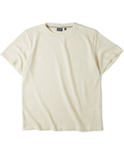 Waffle Round Neck Knitted Short Sleeve T-shirt Half Sleeve Bottoming Shirt