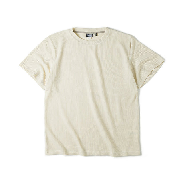 Waffle Round Neck Knitted Short Sleeve T-shirt Half Sleeve Bottoming Shirt