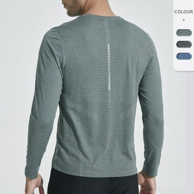 Leisure Sports Long Sleeve T-shirt Men's Autumn And Winter Round Neck Printed Jacket Running Quick Drying Clothes