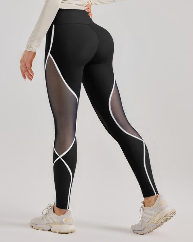 Women's Color Matching Mesh European And American High Waist Yoga Pants