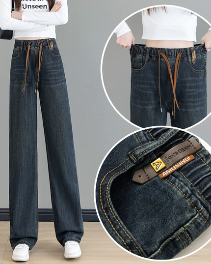 Loose Waist Trimming Lace-up Jeans For Women