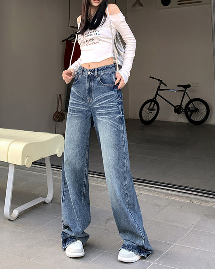 Women's Straight Loose American Retro Wide Leg Jeans