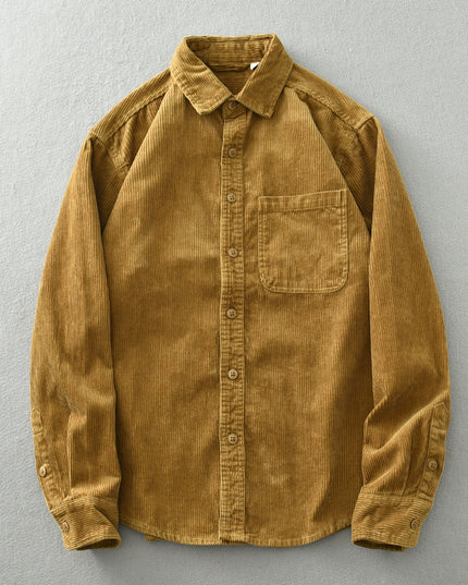 Men's Retro Loose Corduroy Long Sleeve Casual Cotton Shirt