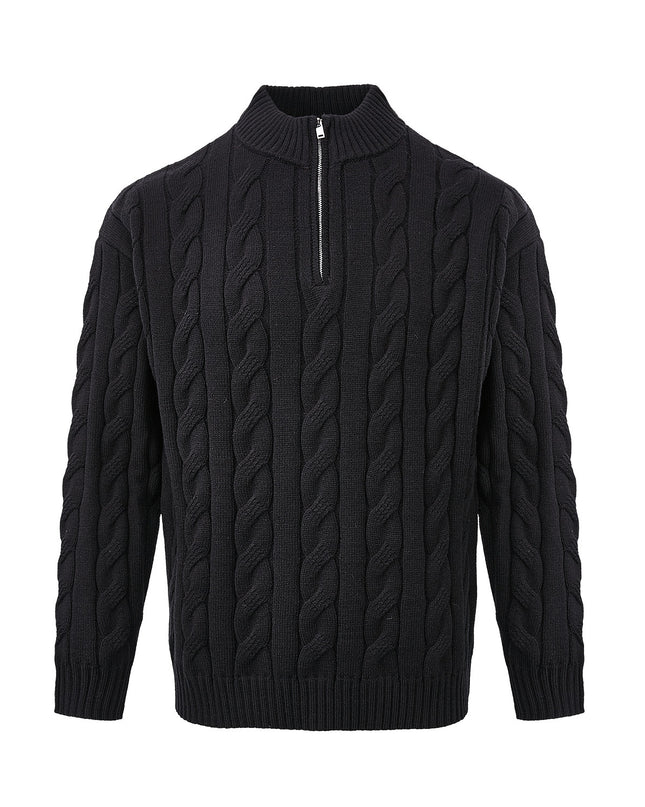 Loose Feeling Old Money British Half Zipper Heavy Sweater